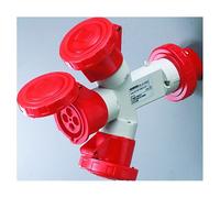 Moltiplicatore Mobile 3 Uscite IP67 1 Spina 16A 3 Prese 3P+T 400V Rosso