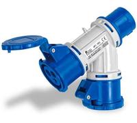 ADATTATORE INDUSTRIALE CON SPINA 3 POLI E DOPPIA PRESA CEE MONOFASE MULTIPRESA