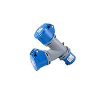 Moltiplicatore mobile industriale 230V 16A senza cavo IP44 due uscite Serie diamante blu VB EN 60309-1-2 certificazione CE