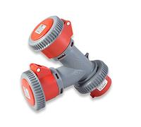 Moltiplicatore mobile industriale 400V 16A senza cavo IP67 due uscite Serie diamante rosso VB EN 60309-1-2 certificazione CE