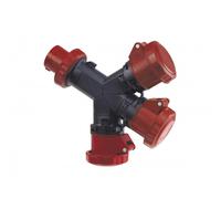 MOLTIPLICATORE SPINA TRIPLO 400V TRIFASE 16A ROSSA 1465 ROSI IP67 5 POLI 3P+N+T