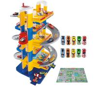 MOLTO | 6 piante parcheggi per bambini con garage, rampe, lavanderia, ascensore, stazione di benzina e area unta | Include 10 auto e arazzi | Giocattoli educativi per bambini | + 3 anni