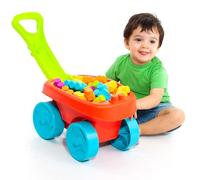 MOLTO | Carrello con 20 Blocchi Rosso | Set di Blocchi | Vagone Blocchi di Costruzione | Giocattoli Sensoriali per Bambini | +6 Mesi