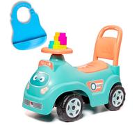 MOLTÓ | Girello RIBLIE GO Blu con 10 Blocchi + Bavaglino in Silicone | Girello e Cavalcabile 2 in 1 | Stimola le Capacità Motorie e l'Autonomia | Dai 10 ai 36 Mesi