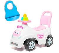 MOLTÓ | Girello RIBLIE GO Rosa con 10 Blocchi + Bavaglino in Silicone | Girello e Cavalcabile 2 in 1 | Sicuro, Divertente e Colorato | Dai 10 ai 36 Mesi