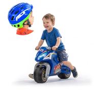 MOLTO - Motocicletta cavalcabile da corsa blu + casco, design da corsa per ragazzi e ragazze, leggero, stabile e confortevole, giocattolo sicuro per interni ed esterni, + 18 mesi