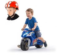 MOLTO - Motocicletta cavalcabile da corsa blu + casco, design da corsa per ragazzi e ragazze, leggero, stabile e confortevole, giocattolo sicuro per interni ed esterni, + 18 mesi
