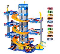 MOLTO | Parcheggio Giocattolo 6 Piante Blu con 10 Auto - Garage per Bambini con Rampe, Ascensore e Elementi Interattivi - Gioco di Immaginazione e Motorie per Bambini a partire da 3 Anni