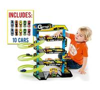 MOLTO | Parcheggio per bambini a 4 piani con accessori, auto e giocattolo, piste e 10 giocattoli per bambini + 3 anni, auto da garage