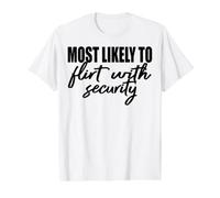 Molto Probabilmente flirtare con Sicurezza. Amico Bar Drink Gratis. Maglietta con Stampa Grafica Economica, Uomo, Bianco, S
