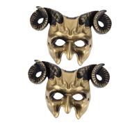 MOLUCKFU 2 Pezzi Maschere Halloween con Corna Mezzo Volto Animale per Feste Cosplay Maschere Decorative Leggere e Traspiranti per Adulti Accessori Costume Mascherata Festival