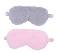 MOLUCKFU 2pezzi Maschera Occhi in Peluche per Dormire Benda Elastica Confortevole Blocca Luce per Viaggi Casa Hotel