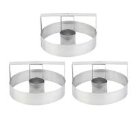 MOLUCKFU 3 Pezzi Stampi Biscotti in Acciaio Inox, Tagliabiscotti Rotondi, Argento, Set DIY per Dolci e Pasticceria, Facile da Sformare, per Forno di Casa e Pasticceria Professionale