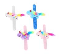 MOLUCKFU 4 Pezzi Braccialetti Slap da Polso Peluche Unicorno Imbottito, Morbido Cotone Pp, Dimensioni Compatte, Accessori per Feste di Compleanno e Travestimenti