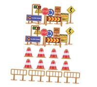 MOLUCKFU 45 Pezzi Segnali Stradali Giocattolo per Mini Barriere Traffico in Plastica Resistente Coni e Cartelli Educativi per Sicurezza e creatività Gioco Didattico per Viaggi e Casa