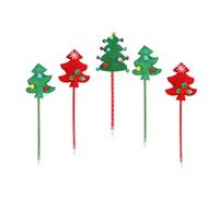 MOLUCKFU 5 Pezzi Penna Natalizia a Forma di Albero di Natale in Plastico Scrittura Fluida e Design Creativo, per Feste di Back To School Party e Uso Quotidiano