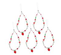 MOLUCKFU 5pezzi Braccialetto per Cellulare Cordino Fragola Cinturino da Polso per Telefono Perline Accessorio alla Moda per Protezione Durevole Durante Viaggi e Uscite Quotidiane