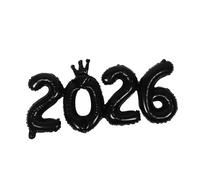 MOLUCKFU 6 Pezzi 6 Palloncini in Foil Numeri 2026 Neri, Decorazioni Sospese per Feste di Capodanno e Laurea, Set di Palloncini Decorativi per Festa di Fine Anno e Accessori Fotografici