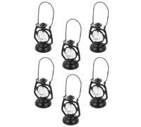 MOLUCKFU 6 Pezzi Lampade a Cherosene Miniatura in Plastica Nera Decorazioni per Casa delle Bambole Accessori per Micro Paesaggi e Ambienti in Miniatura