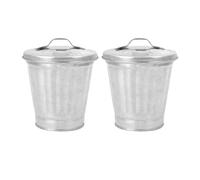 MOLUCKFU Cestino da Scrivania in Ferro Zincato Coperchio 2 Pezzi Mini | Secchiello Versatile, Design Semplice ed Elegante, per Ufficio e Studenti, Nasconde il Disordine