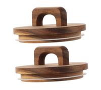 MOLUCKFU Coperchi per Barattoli 2 Pezzi in Legno con Guarnizione in Silicone Ermetici e Facili da Trasportare per Barattoli di Vetro a Forma Rotonda in Ufficio e Casa