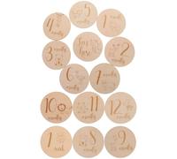 MOLUCKFU Dischi Mensili in Legno per Ragazzo Ragazza, Set da 14 Pezzi Cartelli Annuncio Nascita, Oggetti di Scena per Fotografia Ragazzo Ragazza, Misura 10x10 Cm, Regalo per Primo Anno