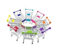 MOLUCKFU Mini Carrello della Spesa Giocattolo in Metallo Galvanizzato, Set da Gioco con Carrello Girevole, Portaoggetti Scrivania per Giochi di Ruolo e Ufficio, Colore Colore Casuale