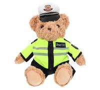 MOLUCKFU Orsetto Poliziotto Peluche Morbido da Coccolare Giocattolo e Ragazzi con Costume Verde Orso di Peluche per Regalo Compleanno