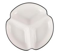 MOLUCKFU Piatto Porcellana Diviso Scomparti Nero Linee Controllo Porzioni Ceramica per Servire Snack Antipasti e Dessert Casa e Feste