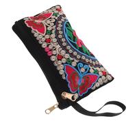 MOLUCKFU Pochette Donna con Ricamo Floreale Vintage, Tessuto in Canvas e Poliestere, Leggera e Facile da Mantenere, Borsa Etnica per Uscite Casual e Matrimoni