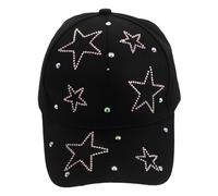 MOLUCKFU Rhinestone Baseball cap, Five-Point Star, Nero, Poliestere, Donna e Ragazza, Accessorio Versatile per attività All'Aperto