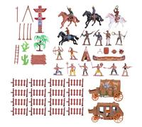 MOLUCKFU Set 43pezzi Mini Figure Models di Indiani e Cowboy in Plastico per Ragazzo Ragazza Stimolazione Immaginativa e Gioco Educativo, per Scenari di Role-playing e Fattoria