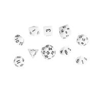 MOLUCKFU Set da 10 Dadi Multifaccettati in Acrilico Bianco Numeri Chiari e Colori Vivaci per Giochi da Tavolo ed Educazione