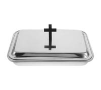 MOLUCKFU Set Vassoio per Comunione con Coperchio Portabicchieri in Acciaio Inox 304 da 40 Fori Supporto Rettangolare per Eucaristia in Chiesa Forniture Liturgiche per Servizio