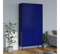 Molumvel Armadio in acciaio 90 x 50 x 180 cm, blu navy, armadio in metallo con 4 ripiani e asta appendiabiti