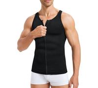 MOLUTAN Canotta modellante da uomo a compressione, senza maniche, snellente, con cerniera, per ginecomastia, nero, 3XL/4XL