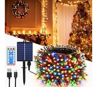 MOLVCE Catena Luminosa Solare 30M 300LEDs Luci Solari Esterno con telecomando, 8 Modi, timer, alimentazione USB dimmerabile Catena luminosa per Giardino, Natale, Balcone, Patio (Multicolore)