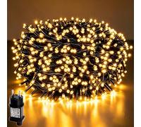 MOLVCE Luci Natale esterno Luci Albero di Natale 20m 200LEDs, 8 Modalità + timer + memoria, 31V Voltaggio di sicurezza, cavo impermeabile Per Casa/Natale/Giardino/Feste, bianco caldo