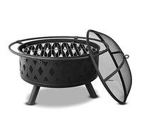 MOLVUS Braciere da esterni grande, braciere a legna per barbecue, griglia a carbone, fornello da picnic con copertura per schermo a scintille, griglia per legna da giardino