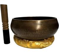 MOLVUS Set di campane tibetane da 20 cm, in metallo, buddha, meditazione, realizzato a mano in Nepal, per yoga, chakra, guarigione, meditazione, consapevolezza zen, con martello e cuscino di seta,