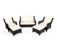 MOLVUS Set di mobili da giardino in rattan, adatto a tutte le condizioni atmosferiche, per conversazioni esterne, divano imbottito in vimini, ideale per giardino, veranda, cortile