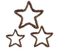 Molyorch 3 Pezzi Secca Cornici a Forma Stella a Cinque Punte, Ghirlanda Vimini Forma Stella, Vite Forme Stelle in Rattan, per Porta, Parete, Festa, Nozze