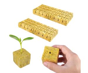 Molyorch 72 Pezzi Cubetti di Lana di Roccia, Rockwool Grow Cubes, Cubetti Lana di Roccia Ldroponica, 3 X 3 X 4cm, per Il Trapianto di Cultura Soilless