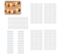 Molythrix Set di 100 ganci trasparenti per ghirlanda luminosa con 100 strisce autoadesive, ganci senza foratura, per decorazioni natalizie, LED, feste, interni, PVC chiaro