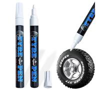 MOLZINY 2 PCS Pennarello universale impermeabile Pennarello Indelebile Bianco Pennarelli Per Pneumatici Per Auto Resistenti Ai Lavaggi Waterproof Pennarello Bianco Punta per Pietra Tela Pneumatici