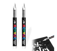 MOLZINY 2 pezzi Pennarello acrilico biancomarcatore acrilico coprente per legno vetro carta pietra pennarello indelebile bianco resistente all'acqua e ad asciugatura rapida pennello per calligrafia