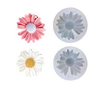 MOLZINY 2 Pezzi Stampi per candele a forma di margherita Stampi per Candele Fiori Stampi in Silicone per Resina Fiore Stampo in silicone a forma di fiore con foro, per sapone, cioccolato e pasticceria