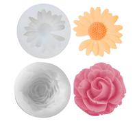MOLZINY 2 Pezzi Stampo per Candele in Silicone Stampo in Silicone 3D per fiori di Peonia Daisy Stampo per Candele Aromaterapia Stampo per Fare Candele per Fare Candele Caramelle Torte Sapone