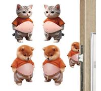 MOLZINY 4 Pezzi Proteggi Muro Fermaporta da Pavimento in Gomma con Adesivo a Forma di Testa di Shiba Inu Marrone, Sticker Antiscivolo per Porte e Cellulari, Dimensioni 11x7 cm