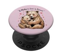 Mom Bear Cub Funny Pregnant Loading Baby Mother PopSockets PopGrip Adesivo